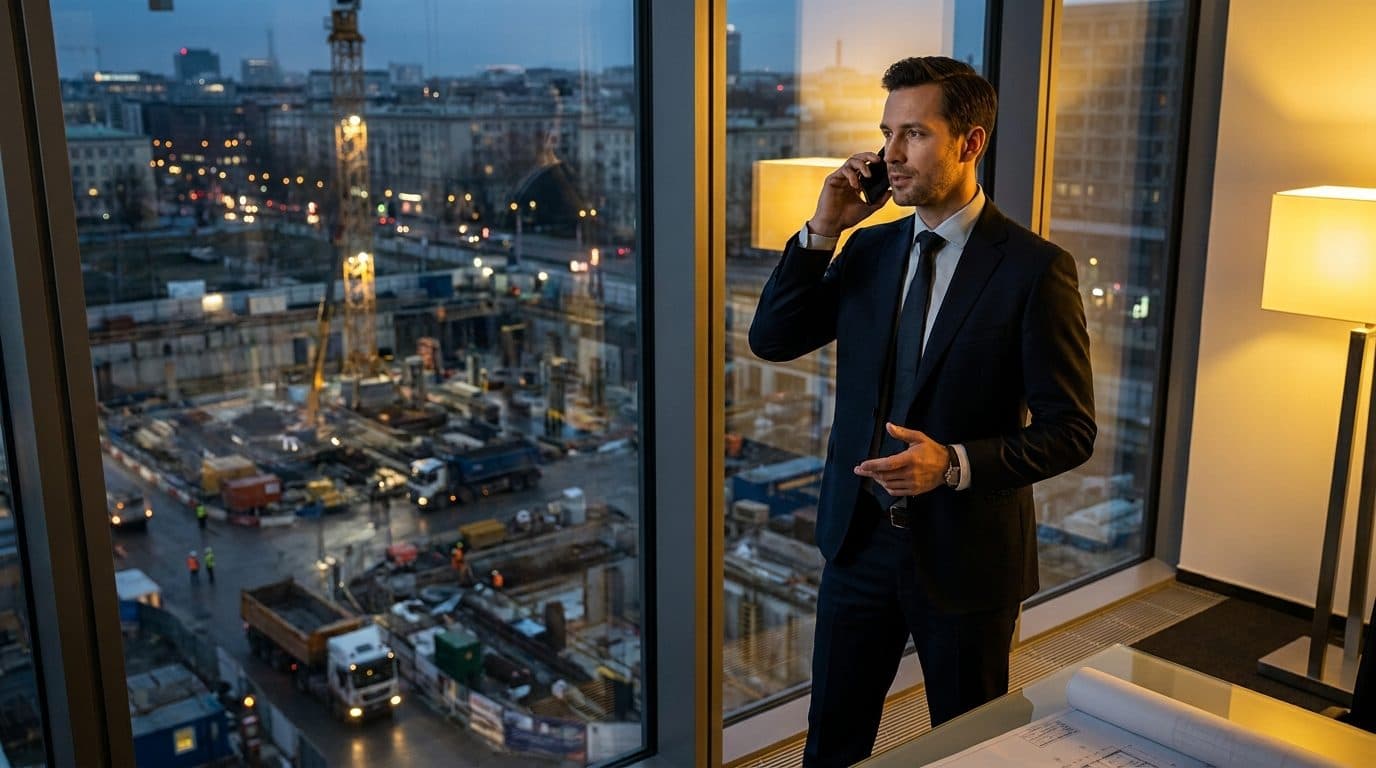 A construction business owner running jobs through a system instead of doing the work